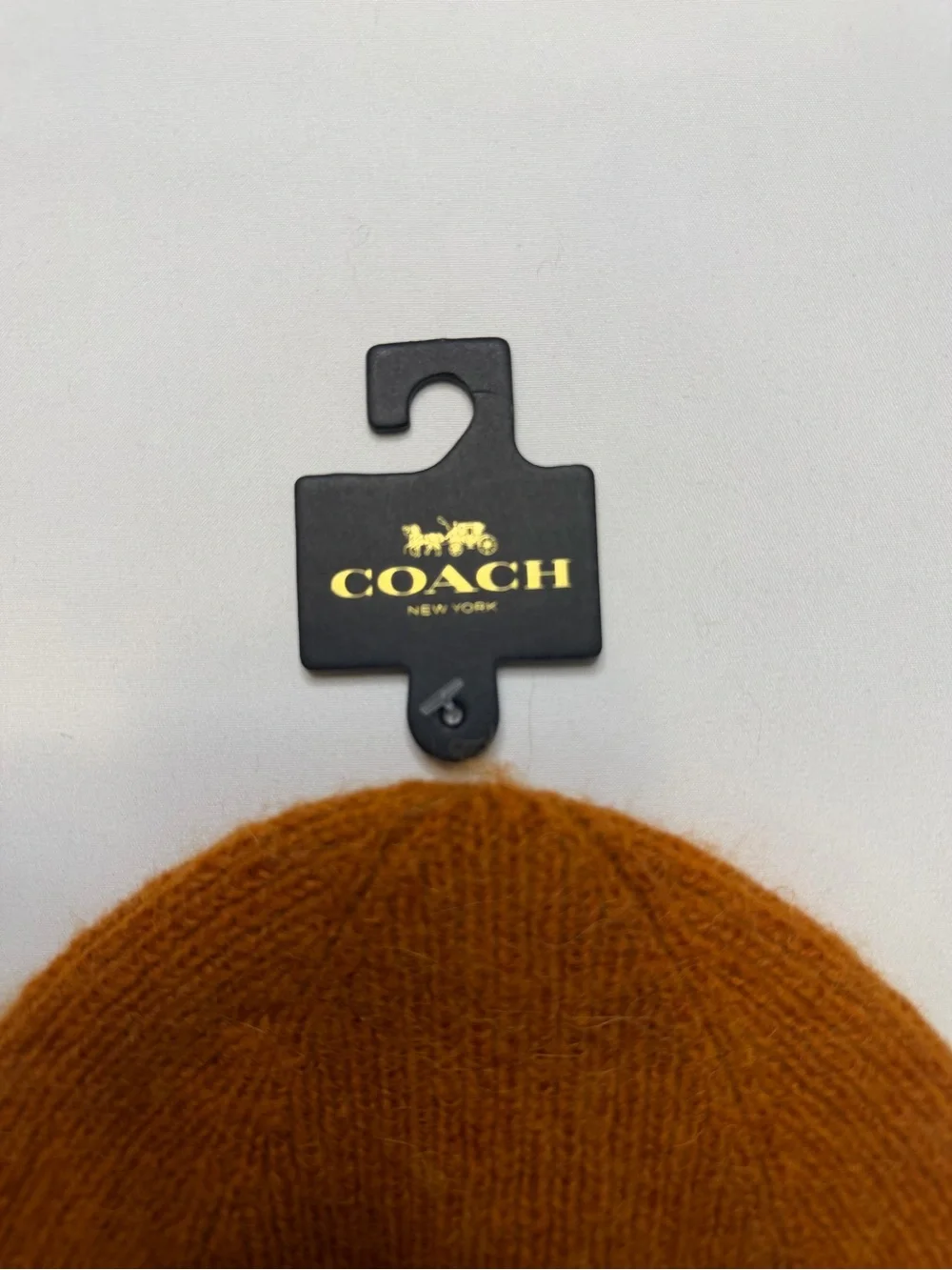Coach Men’s Rust Brown Ribbed Knit Cuff Beanie